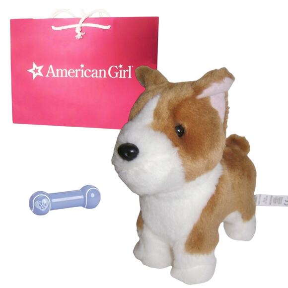 American Girl Corgi Dog Plush Doll Pet Puppy Toy & Bone Magnetic Holds Gift Bag - Picture 2 of 9